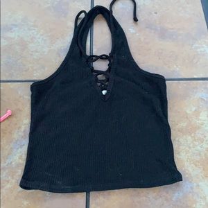 Halter lace up crop top